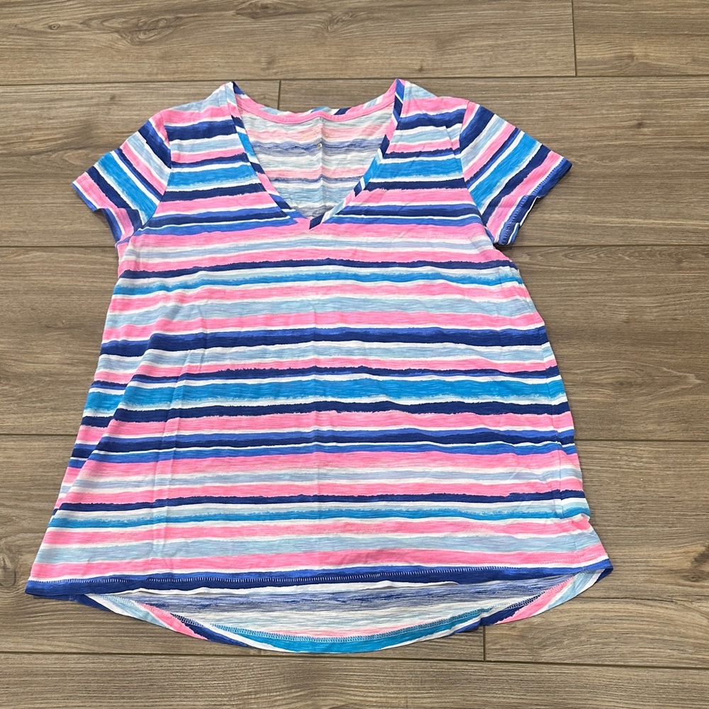 Lilly Pulitzer Multicolor Striped V-Neck Shirt. Women’s medium